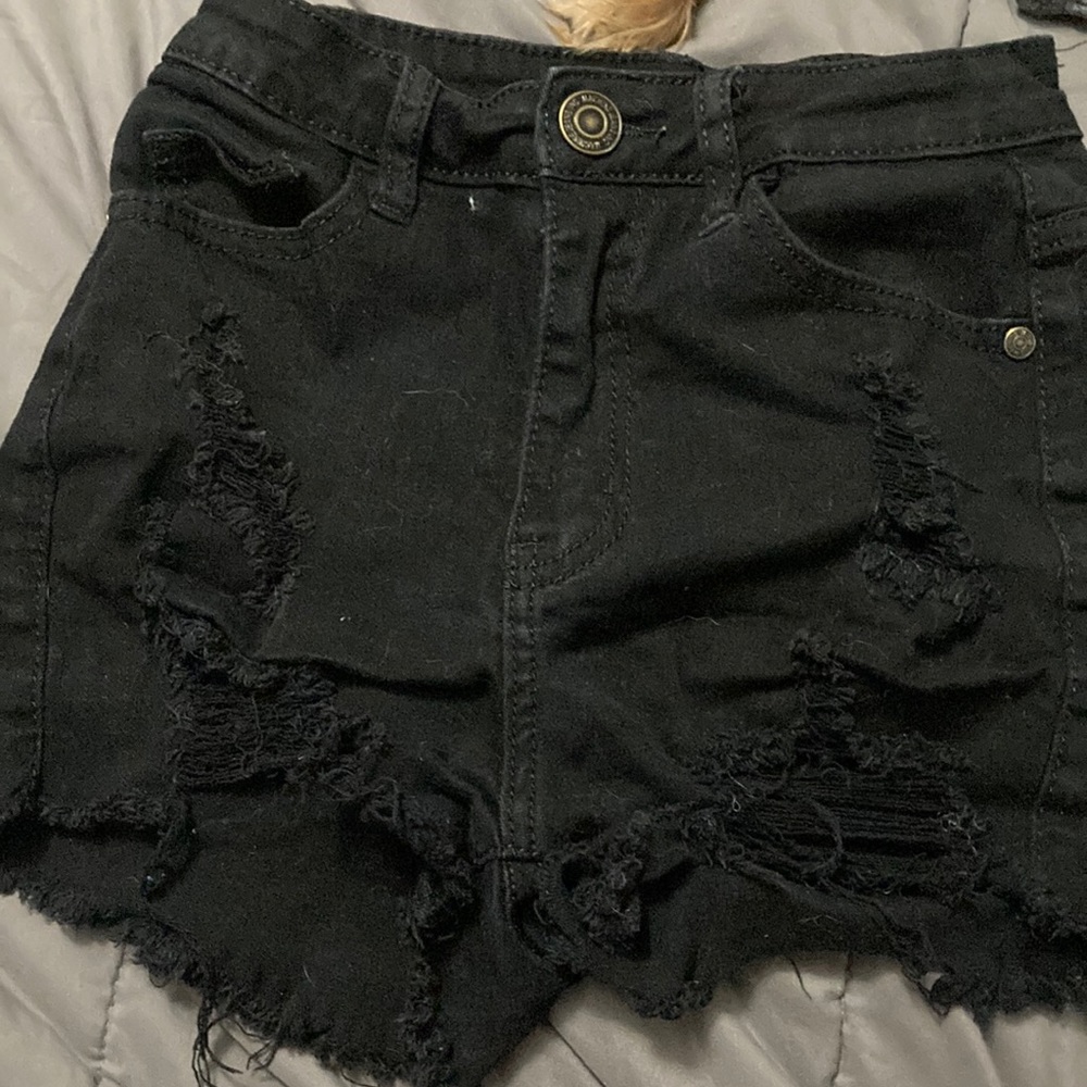 Womens black denim shorts